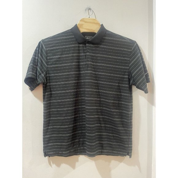 Nike Dri Fit Men's Golf Short Sleeve Polo‎ Shirt Black Striped Performance XL - Picture 1 of 7